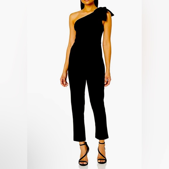 Adrianna Papell Pants - ADRIANNA PAPELL One Shoulder Bow Jumpsuit